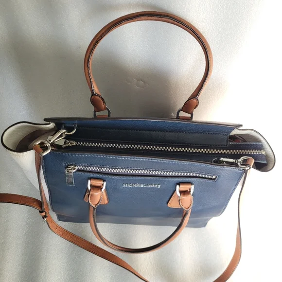 Michael Kors Large Sophie Zip Top Satchel Colorblock Leather With Strap - Picture 4 of 15